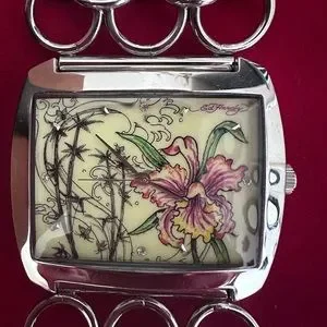 Ed Hardy | Accessories | Ed Hardy Flower Dial Silver Tone  display picture 1